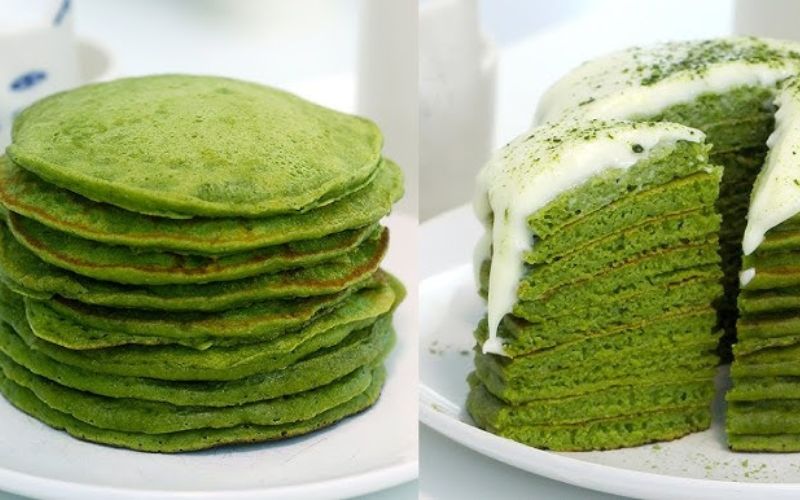 Bánh pancake matcha với hương vị thơm đặc trưng